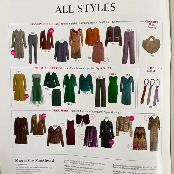 Burda Style Magazine 12/2013 English Uncut Sewing Patterns - Picture 3 of 12